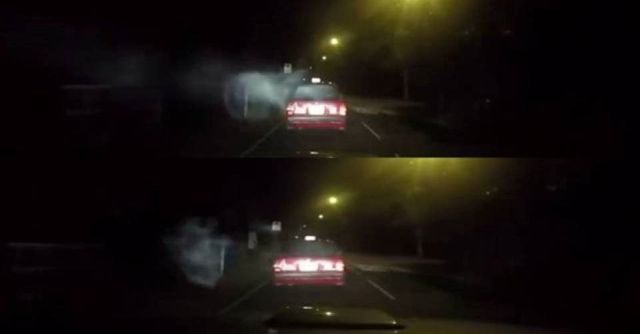 На видеорегистратор засняли как загадочный туманный призрак атаковал машину такси (3 фото) - «Призраки»