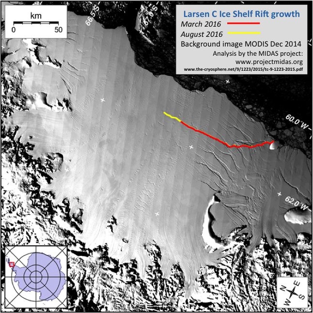 В Антарктиде обнаружили огромную трещину в крупном леднике ( фото) - «Катаклизмы»