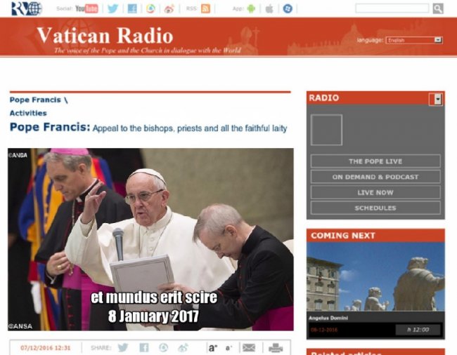 Новое послание от Радио Ватикана - «Прогнозы и пророчества»