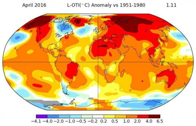 NASA зафиксировало пугающий температурный рекорд апреля 2016 - «Катаклизмы»