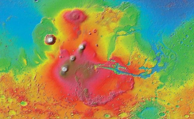 Древний вулканический катаклизм сдвинул полюса Марса (2 фото) - «Тайны Космоса»