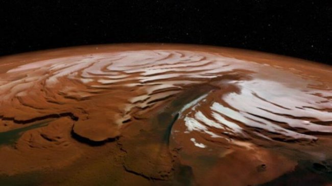Под поверхностью северного полюса Марса обнаружены огромные запасы водного льда - «Тайны Космоса»