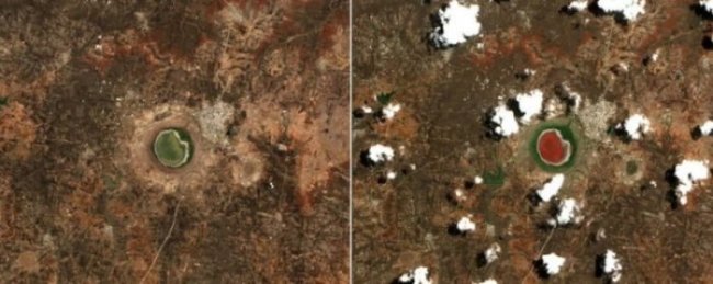 Почему метеоритное озеро в Индии резко поменяло свой цвет? (4 фото) - «Планета Земля»